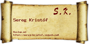Sereg Kristóf névjegykártya